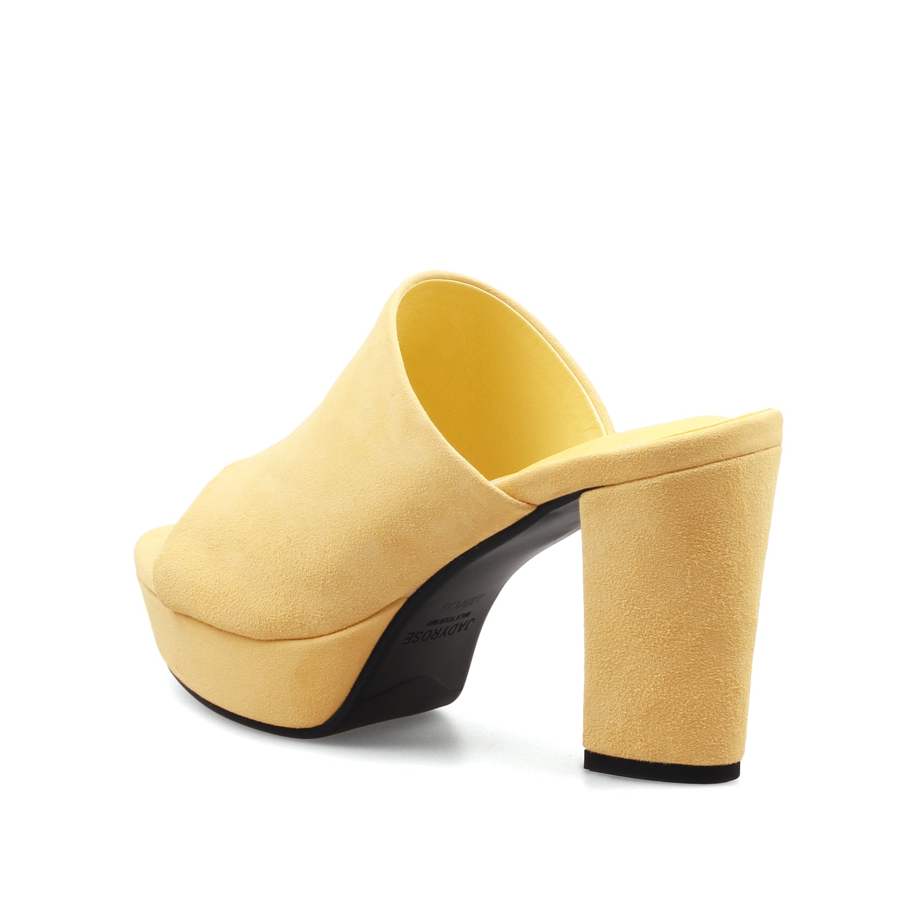 JADY ROSE | PEEP TOE LEATHER PLATFORM MULE - YELLOW