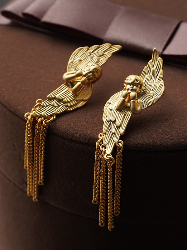 Asymmetric Tasseled Drop Earrings