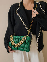 Chains Plaid Solid Color Crossbody Bags