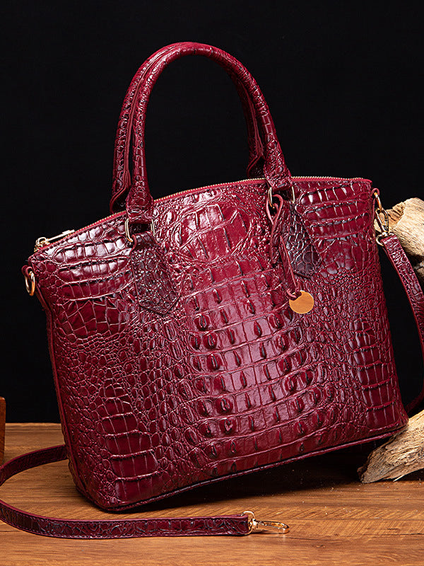 Alligator Print Pleated Split-Joint Bags Handbags