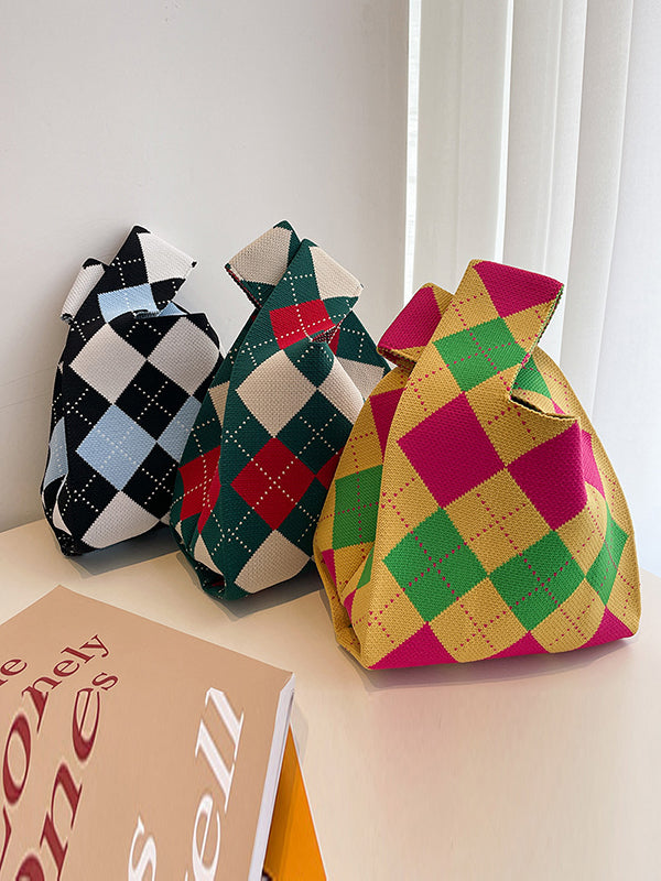 Urban Checkerboard Contrast Color Color-Block Bags Accessories Handbags