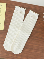 Elasticity Pleated Wood Ear Lace Socks