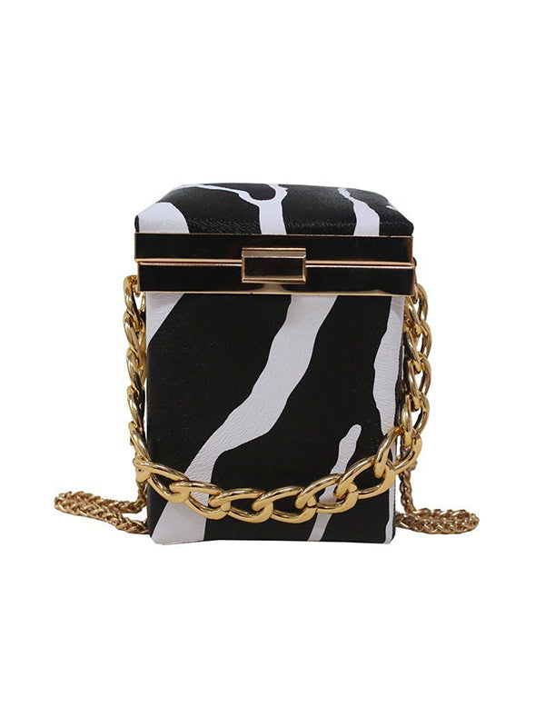 Chains Zebra-Stripe Crossbody Bags