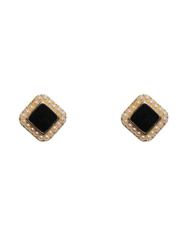 Vintage Elegant Pearl Square Earrings