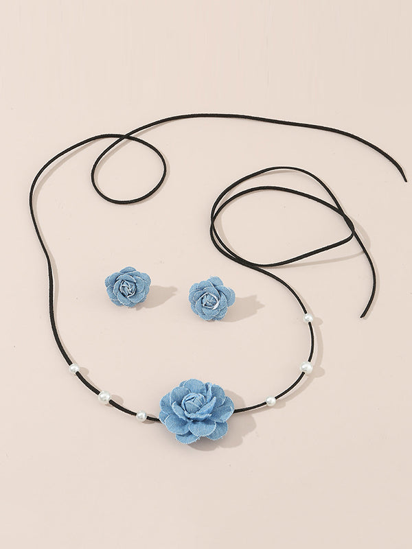 Beaded Flower Shape Dainty Necklace Earrings Accessories Necklaces Accessories