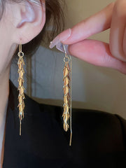 Leaves Shape Tasseled Drop Earrings