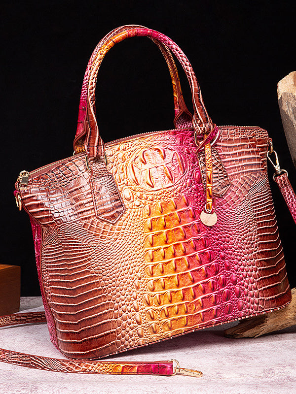 Alligator Print Pleated Split-Joint Bags Handbags