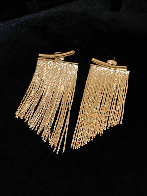 Solid Color Tasseled Eardrop Earrings Accessories