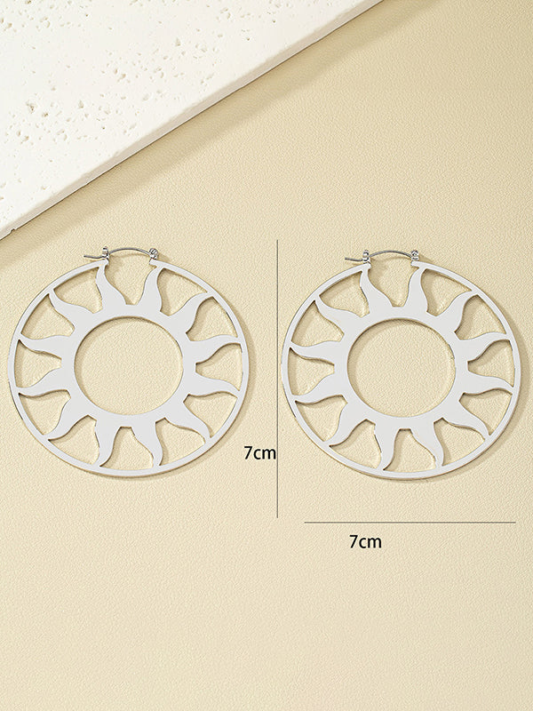 Hollow Solid Color Sun Ear-Ring