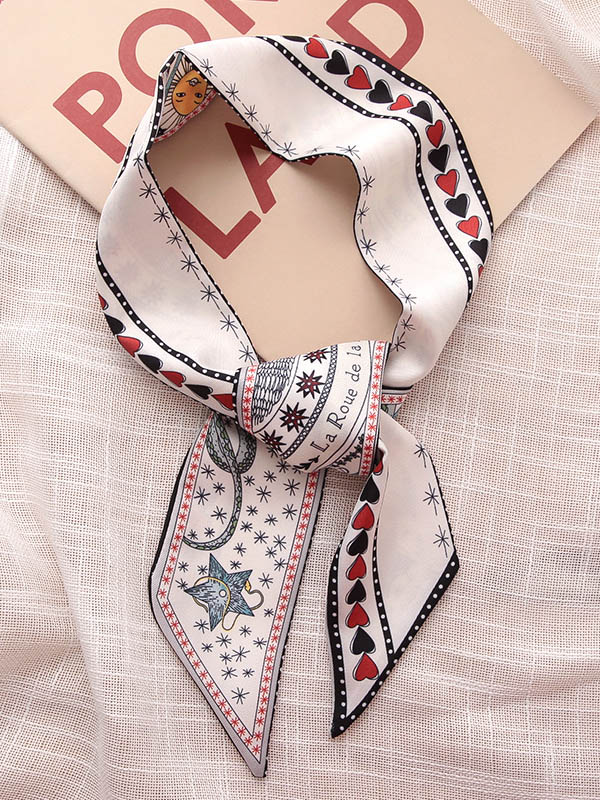 Original Flower&Letter Print Hair Band&Silk Scarf