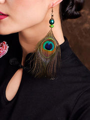 Ethnic Style Retro Peacock Feather Earrings