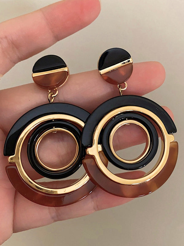 Contrast Color Geometric Earrings Accessories