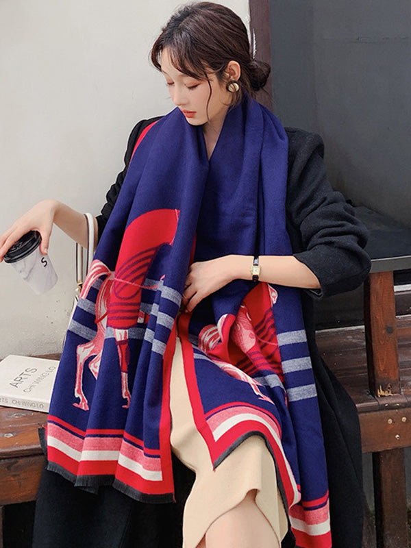 Personality Warm Cartoon Print Shawl&Scarf