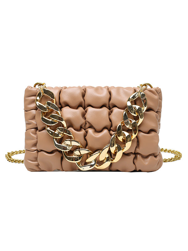 Chains Plaid Solid Color Crossbody Bags