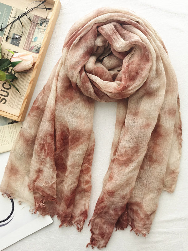 Vintage Tie-Dyed Fringed Scarf