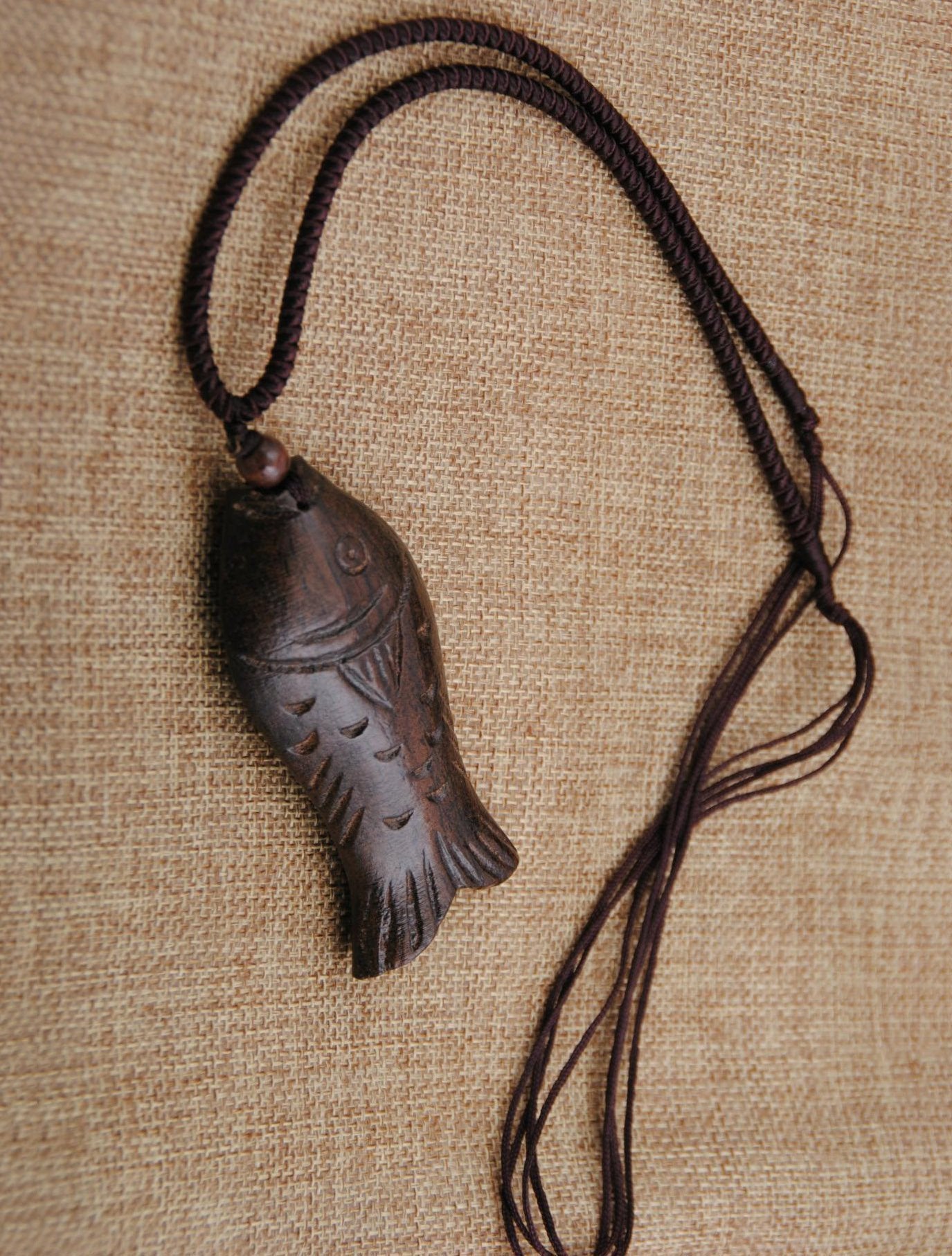 Natural National Wood Fish Necklace