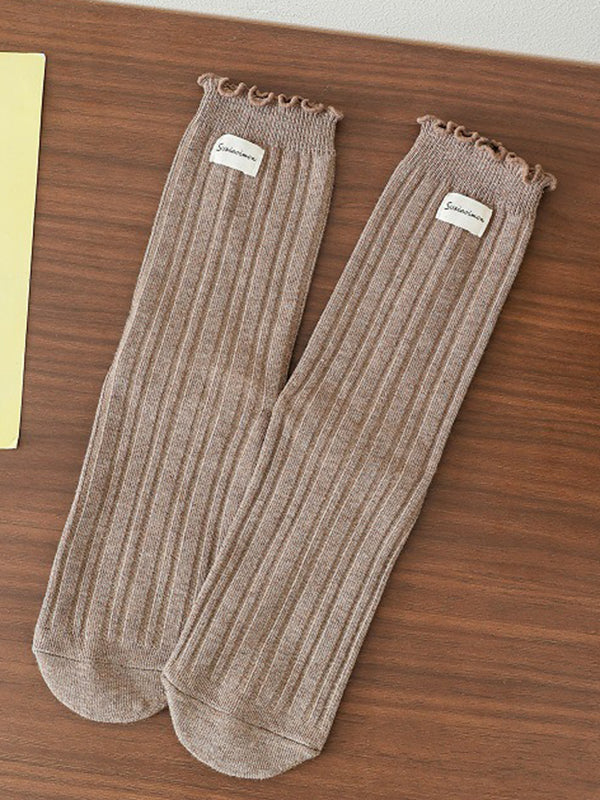 Elasticity Pleated Wood Ear Lace Socks