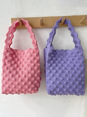 Urban Solid Color Bags Accessories Woven Handbags