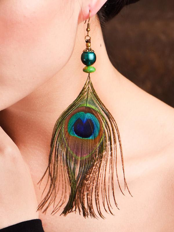 Ethnic Style Retro Peacock Feather Earrings