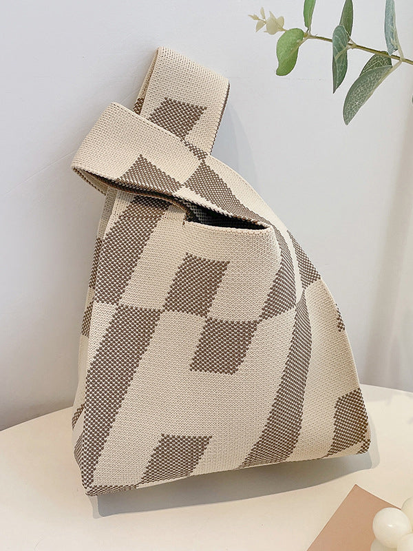 Contrast Color Letter Print Woven Bags Handbag