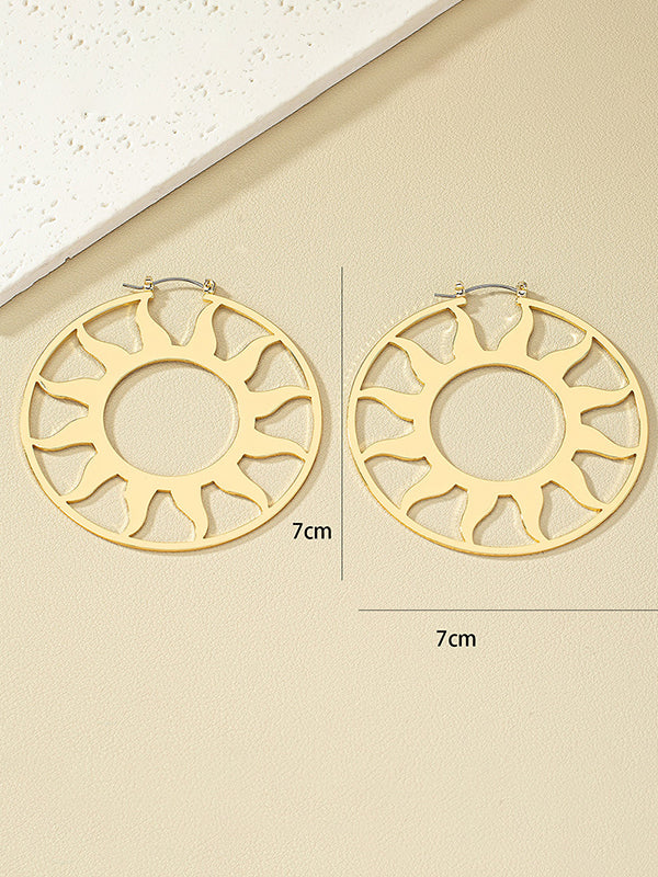 Hollow Solid Color Sun Ear-Ring