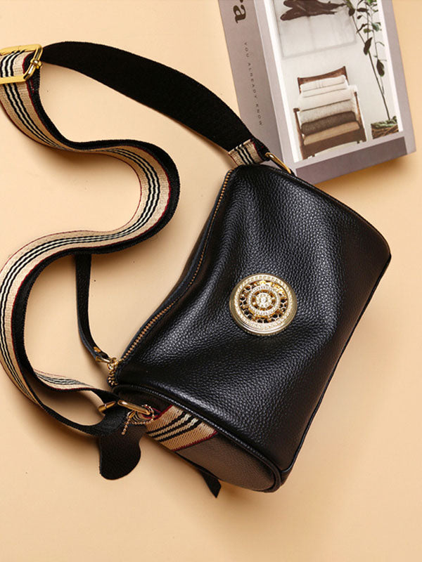 Contrast Color Rhinestone Zipper Crossbody Bags