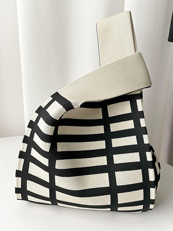 Original Contrast Color Plaid Woven Handbags Bags Accessories