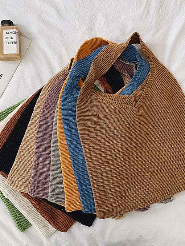 Solid Color Bags Woven Handbag