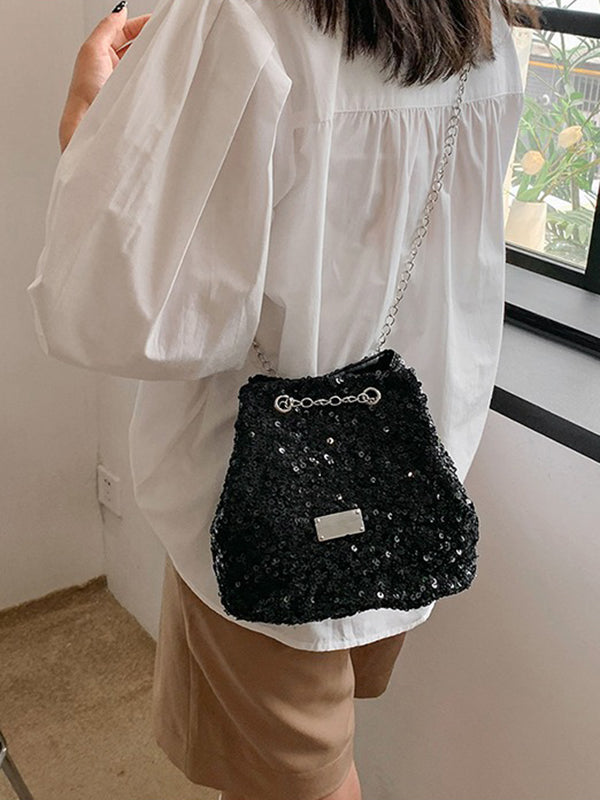 Chains Drawstring Sequined Bags Crossbody Bags Handbags