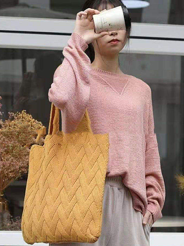 Casual Weave Solid Color Bags Accessories