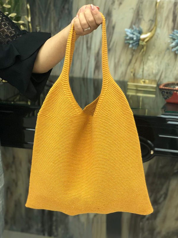 Solid Color Bags Woven Handbag