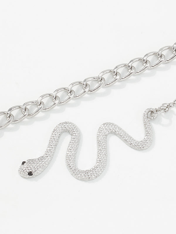 Two Pieces Chains Snake Shape Necklaces Accessories