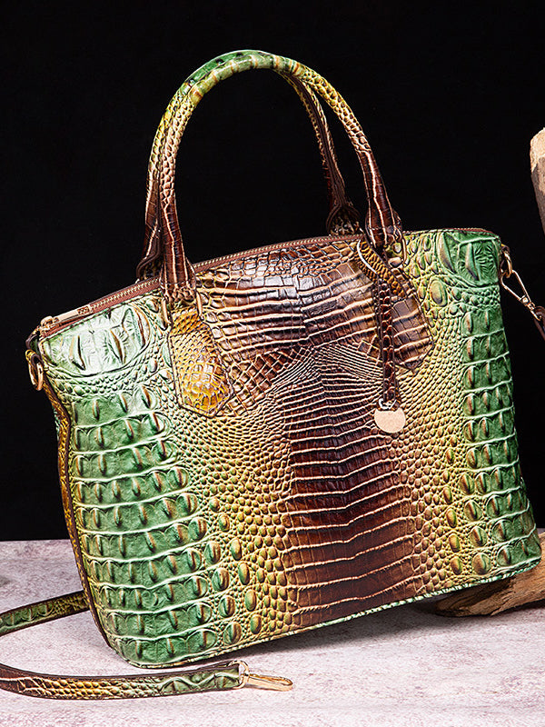 Alligator Print Pleated Split-Joint Bags Handbags