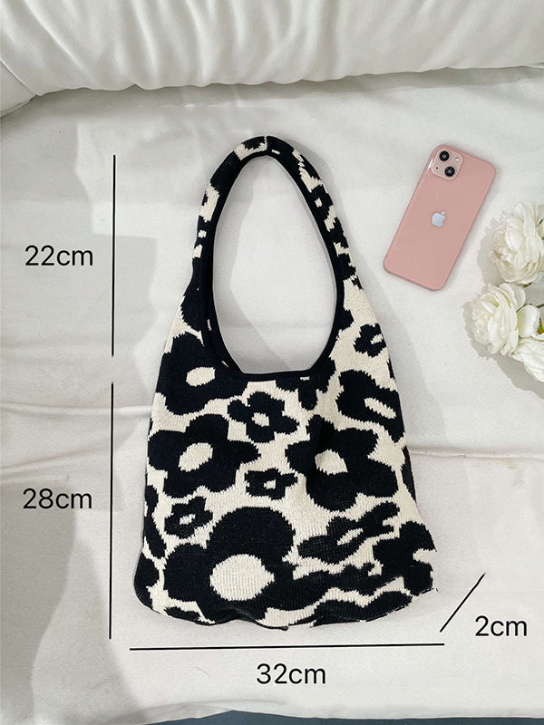 Original Floral Weave Contrast Color Bags Accessories