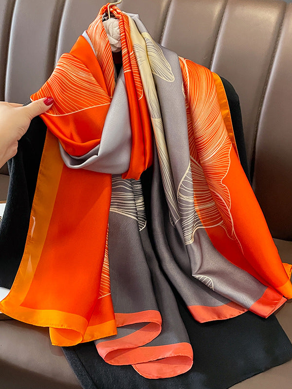 Sun-Protection Contrast Color Printed Shawl&Scarf