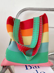 Original Weave Contrast Color Rainbow Striped Bags Accessories