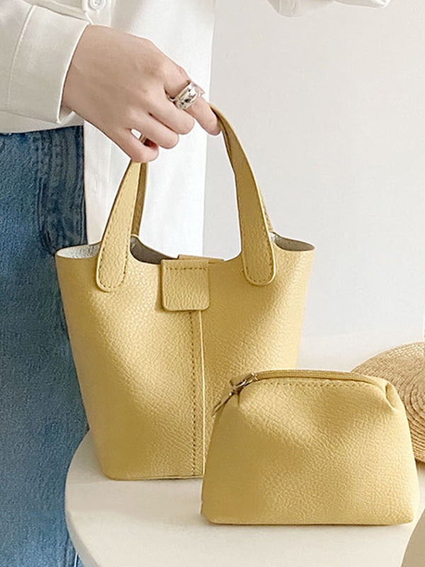 Simple Casual Chic PU Solid Color 2 Pieces Bags Accessories