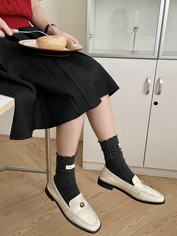 Pleated Wood Ear Lace Socks