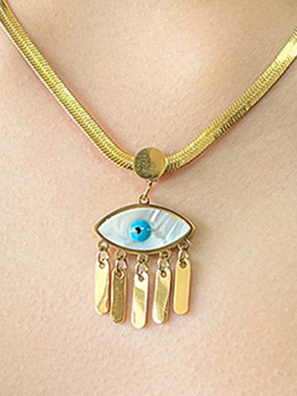 Adjustable Eye Shape Geometric Tasseled Necklaces Accessories