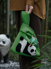 Bolsos de mano tejidos con estampado de panda 