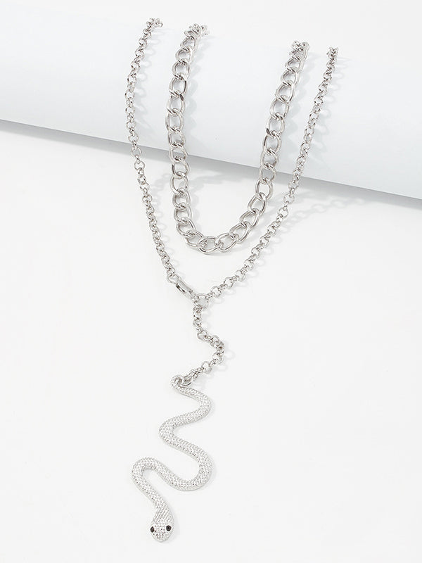 Two Pieces Chains Snake Shape Necklaces Accessories