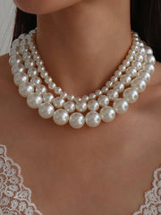 Imitation Pearl Three Pieces Necklaces Accessories Dainty Necklace