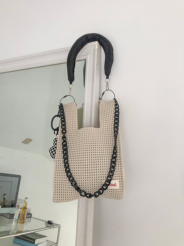 Cadenas Bolsos de hombro tejidos huecos Bolsos 