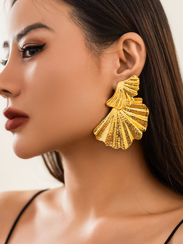 Geometric Leaves Shape Solid Color Drop Earrings