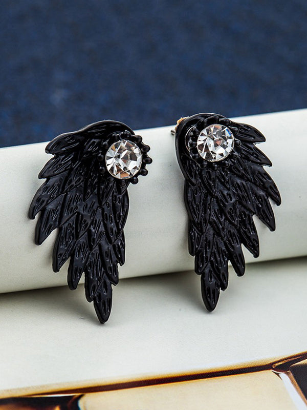 Original Rhinestone Wings Shape Earrings