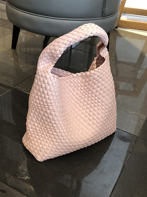 Solid Color Woven Bags Handbags