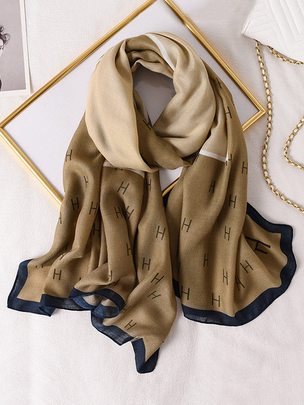 H Print Warm Sun-Proof Silk Scarf