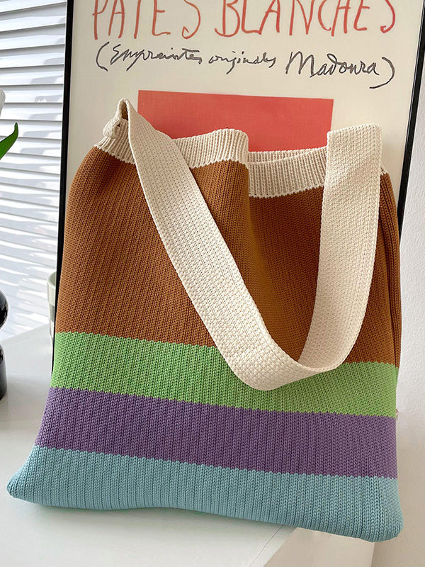 Original Contrast Color Rainbow Striped Bags Accessories