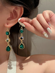 Urban Green Rhinestone Waterdrop Earrings Accessories