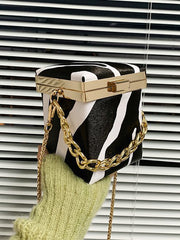 Chains Zebra-Stripe Crossbody Bags